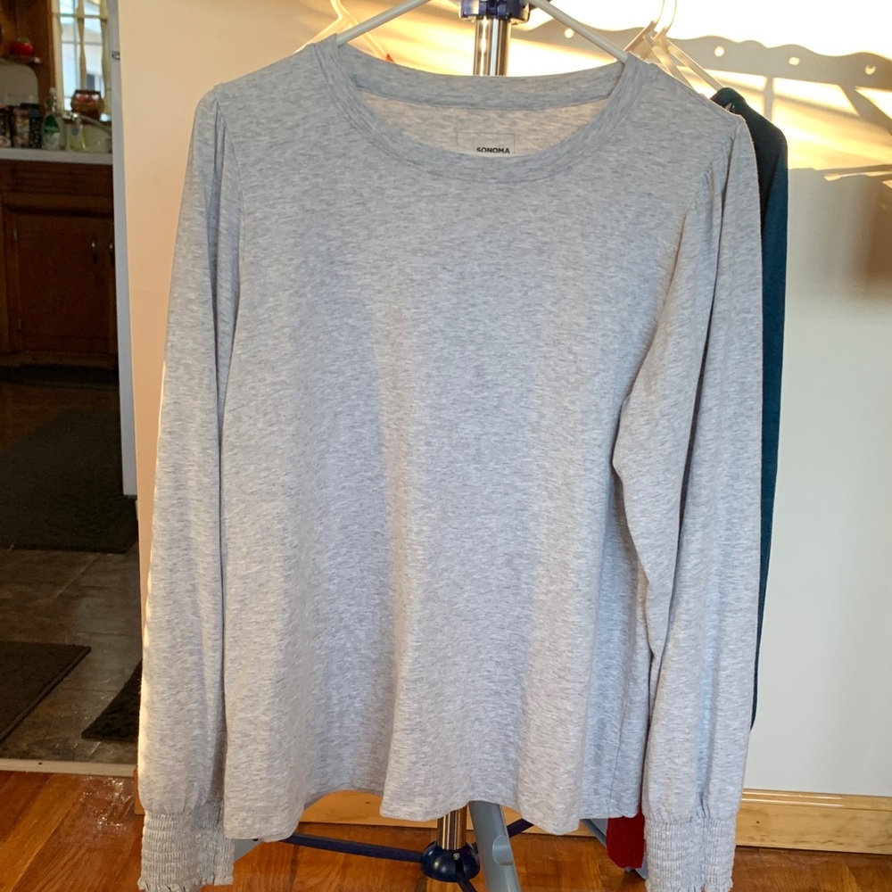 Sonoma Light Heather Gray Long Sleeve Top